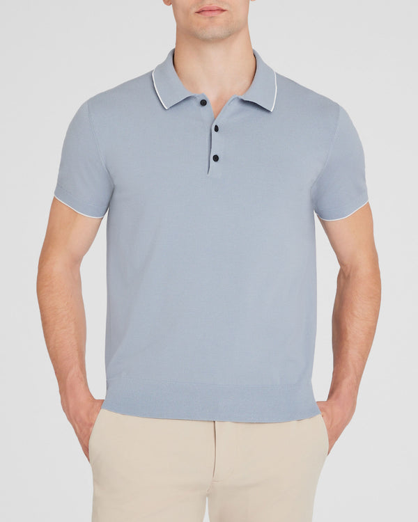 club monaco Short-Sleeve Tech Polo Light Blue