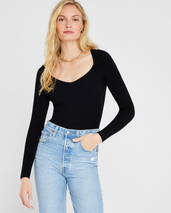 club monaco Shrug Neck Rib Sweater Black
