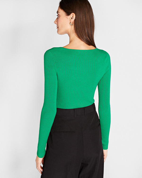Club Monaco Shrug Neck Rib Sweater Green