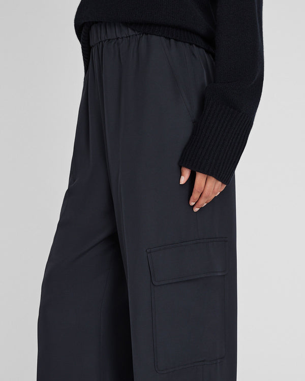 Club Monaco Silk Cargo Pant Black