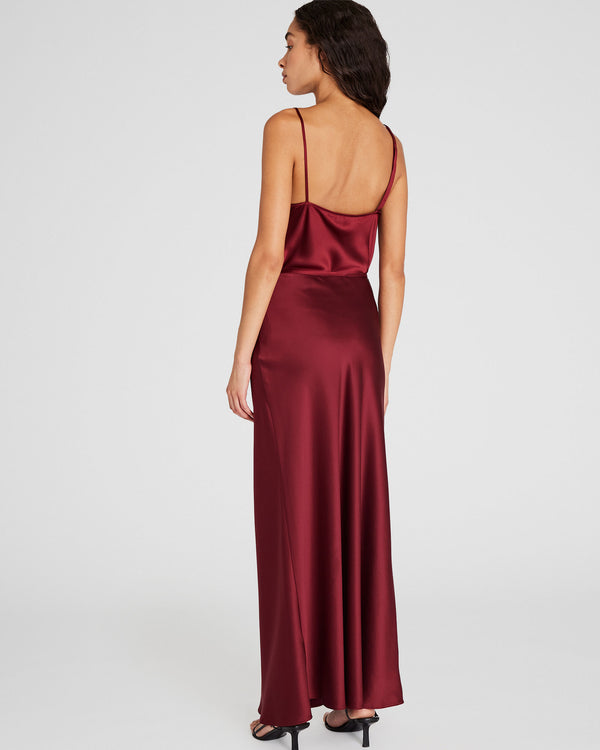 Club Monaco Silk Charmeuse Maxi Skirt Maroon