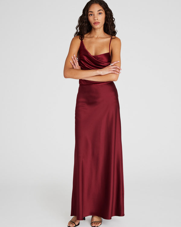 Club Monaco Silk Charmeuse Maxi Skirt Maroon