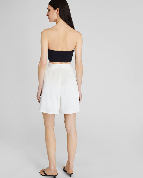 Club Monaco Silk Charmeuse Pleated Short Off White