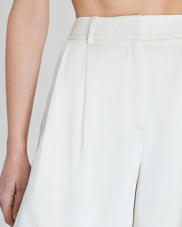 Club Monaco Silk Charmeuse Pleated Short Off White