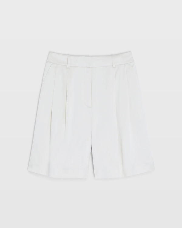 Club Monaco Silk Charmeuse Pleated Short Off White