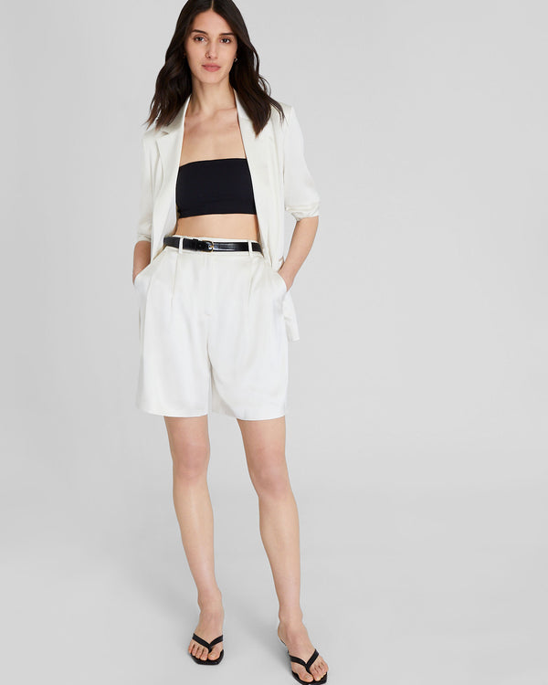 club monaco Silk Charmeuse Pleated Short Off White