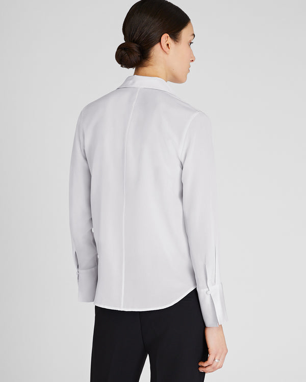 Club Monaco Silk Covered-Button Blouse Sky Light
