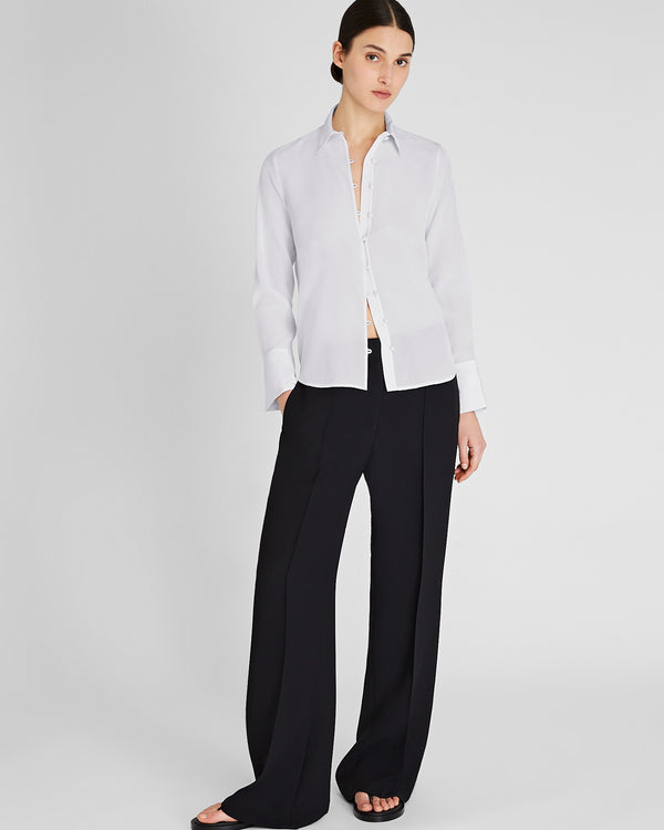 Club Monaco Silk Covered-Button Blouse Sky Light