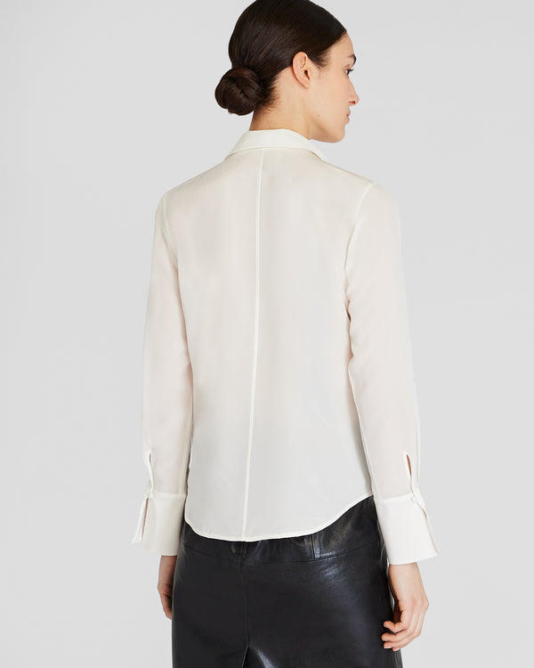 Club Monaco Silk Covered-Button Blouse White