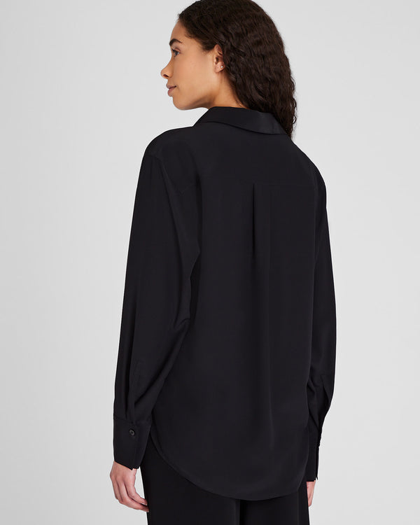 Club Monaco Silk Popover Shirt Black