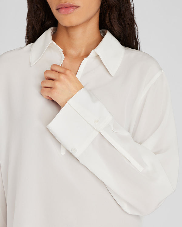 Club Monaco Silk Popover Shirt White