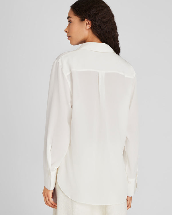 Club Monaco Silk Popover Shirt White