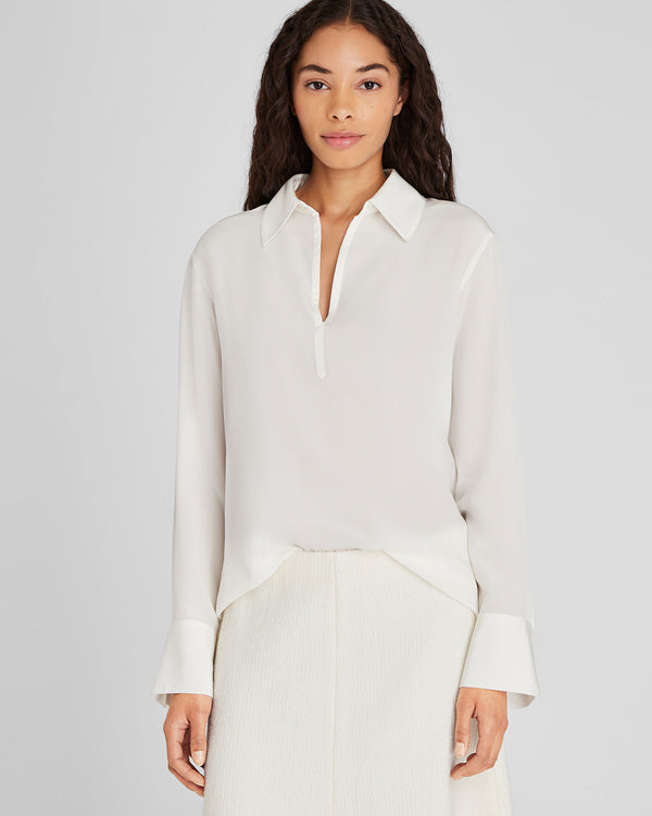 club monaco Silk Popover Shirt White