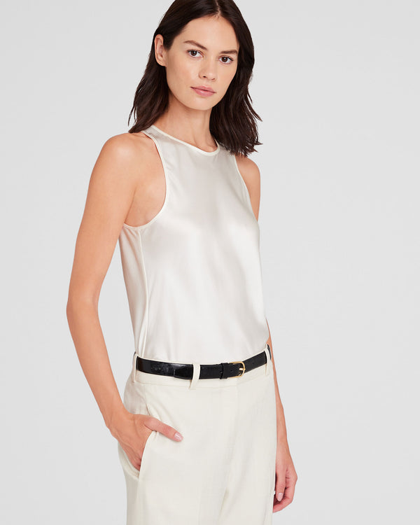 club monaco Silk Racer Tank White