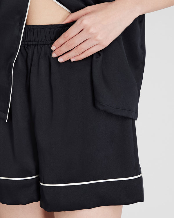 Club Monaco Silk Short-Sleeve Pajama Set Black