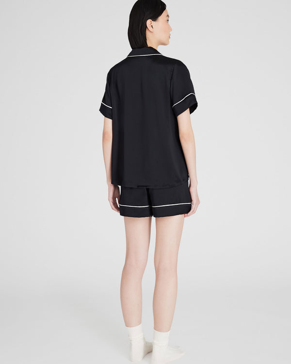 Club Monaco Silk Short-Sleeve Pajama Set Black