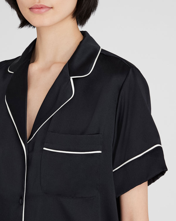 Club Monaco Silk Short-Sleeve Pajama Set Black