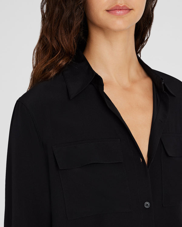 Club Monaco Silk Utility Shirt Black