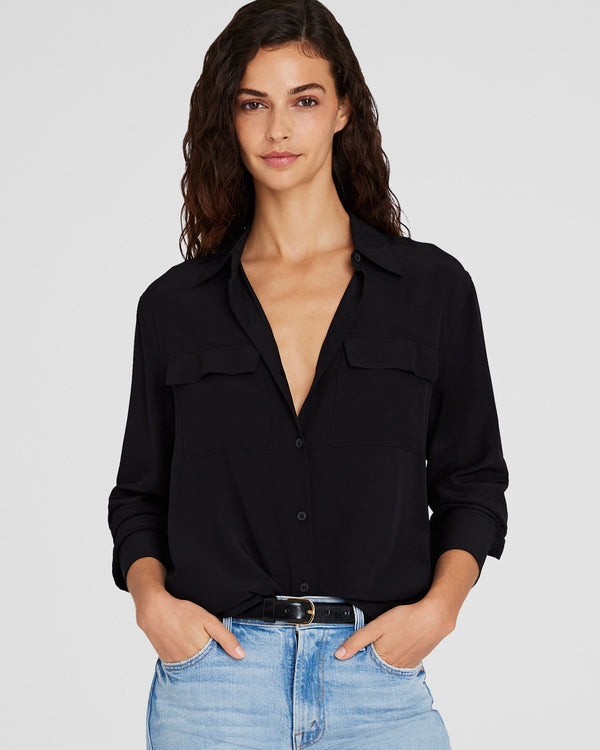 club monaco Silk Utility Shirt Black