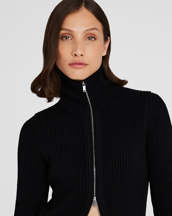 Club Monaco Slim Rib Full-Zip Sweater Black