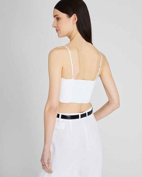 Club Monaco Smocked Bandeau Top White