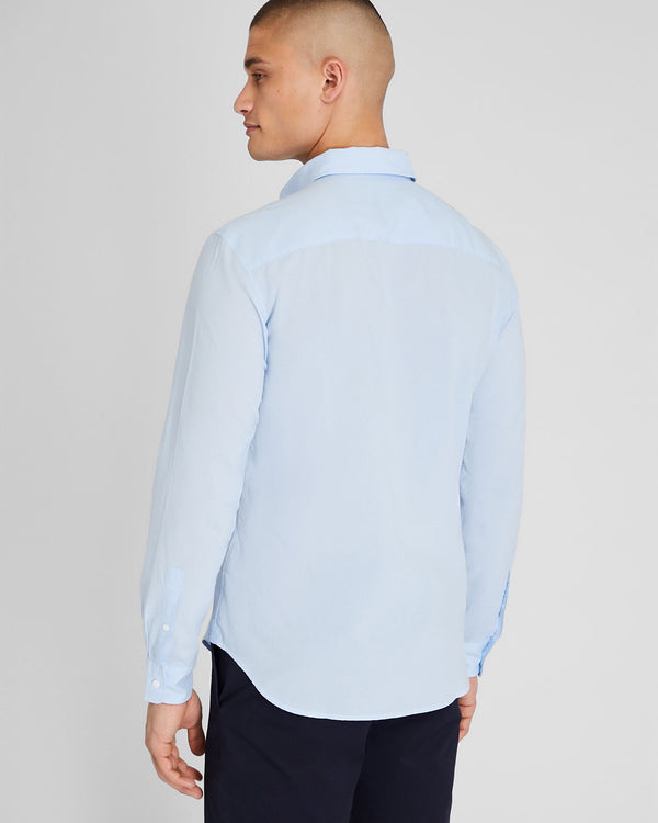 Club Monaco Solid Airy Poplin Shirt Light Blue
