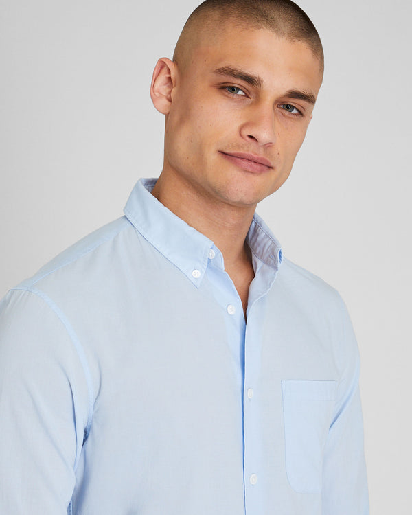 Club Monaco Solid Airy Poplin Shirt Light Blue