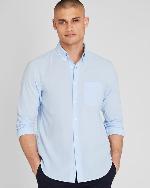 club monaco Solid Airy Poplin Shirt Light Blue