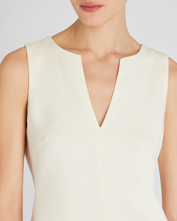 Club Monaco Split Crewneck Crepe Top Ecru