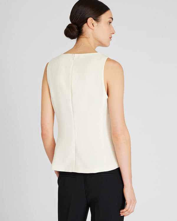 Club Monaco Split Crewneck Crepe Top Ecru