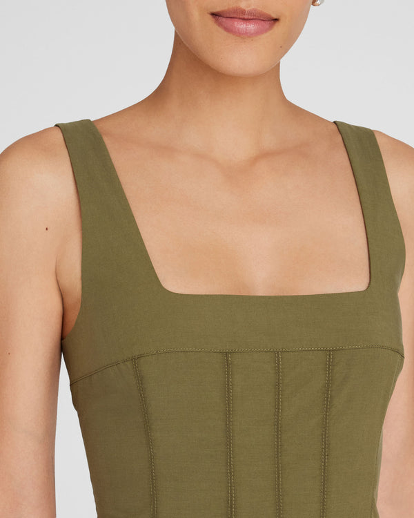 Club Monaco Square Neck Midi Dress Peat Moss