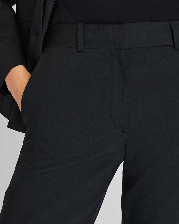 Club Monaco Straight Fit Linen Trouser Black