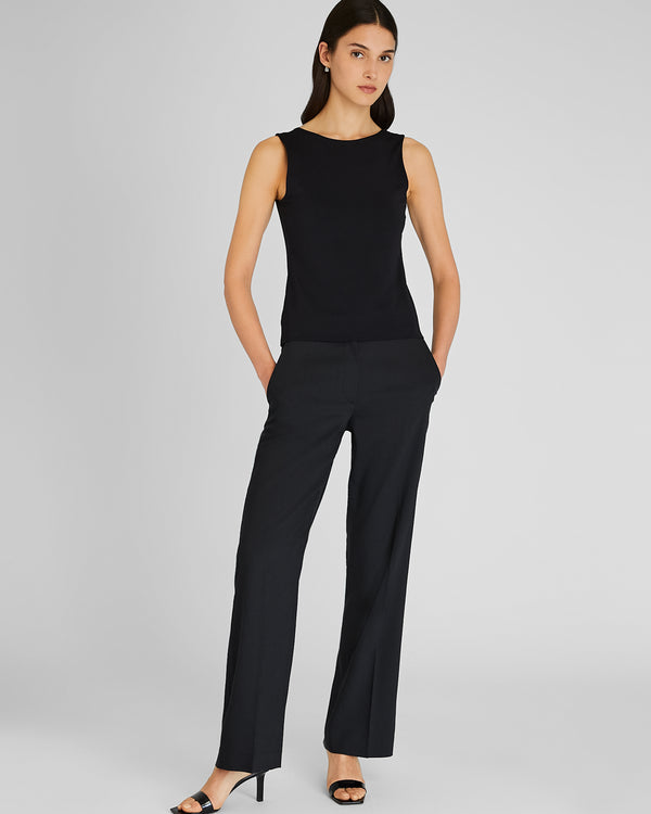 club monaco Straight Fit Linen Trouser Black