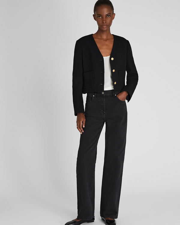 club monaco Straight Leg Cotton Twill Pant Black