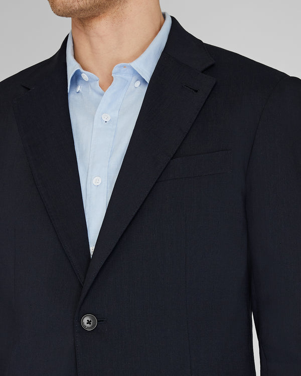 Club Monaco Stretch Linen Suit Jacket Navy