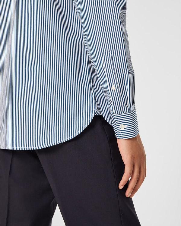 Club Monaco Stripe Poplin Dress Shirt Blue Stripe