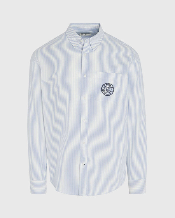 Club Monaco Striped Crest Oxford Shirt Blue