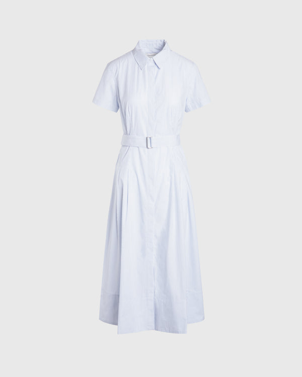 club monaco Striped Waisted Utility Dress Blue Mix