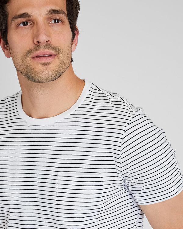Club Monaco Striped Williams Pocket Tee Black