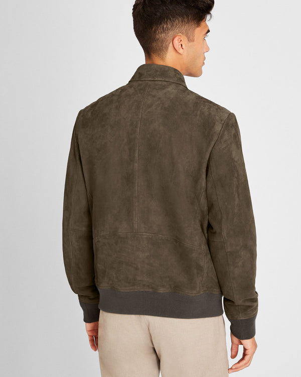 Club Monaco Suede Bomber Jacket Olive Drab