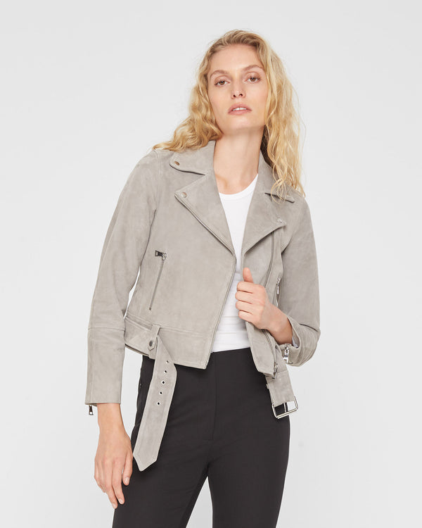 club monaco Suede Moto Jacket Grey