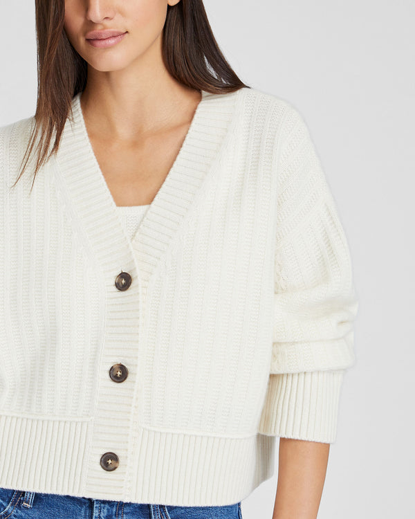 Club Monaco Textured Cashmere Cardigan Ivory