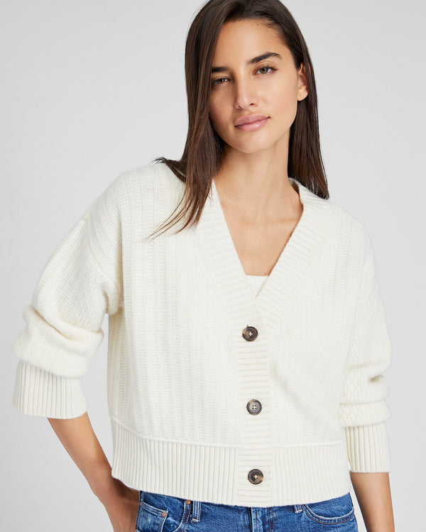 club monaco Textured Cashmere Cardigan Ivory