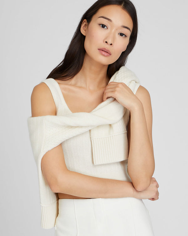 Club Monaco Textured Cashmere Shell Ivory