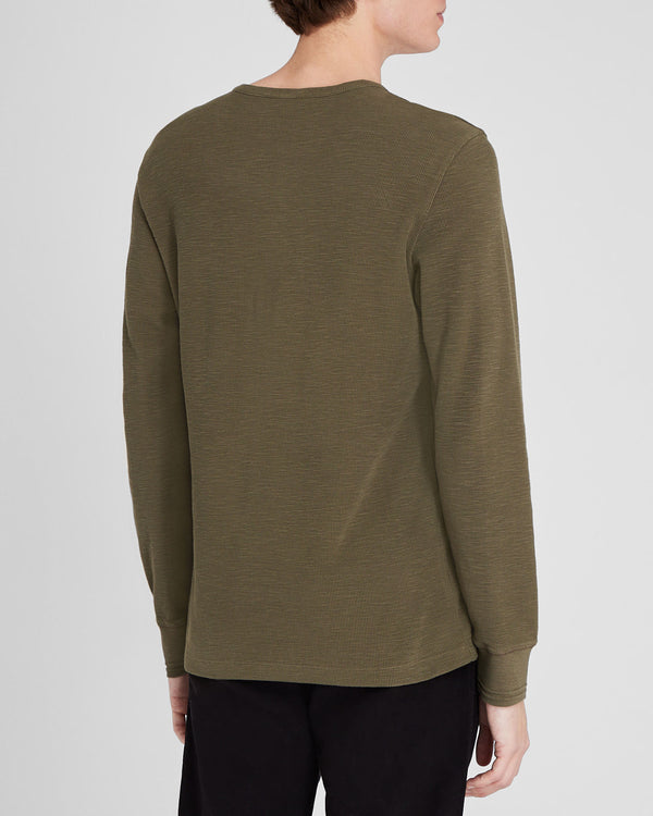 Club Monaco Textured Rib Long-Sleeve Henley Olive