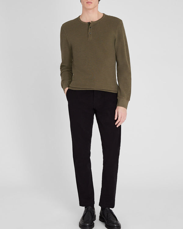 Club Monaco Textured Rib Long-Sleeve Henley Olive