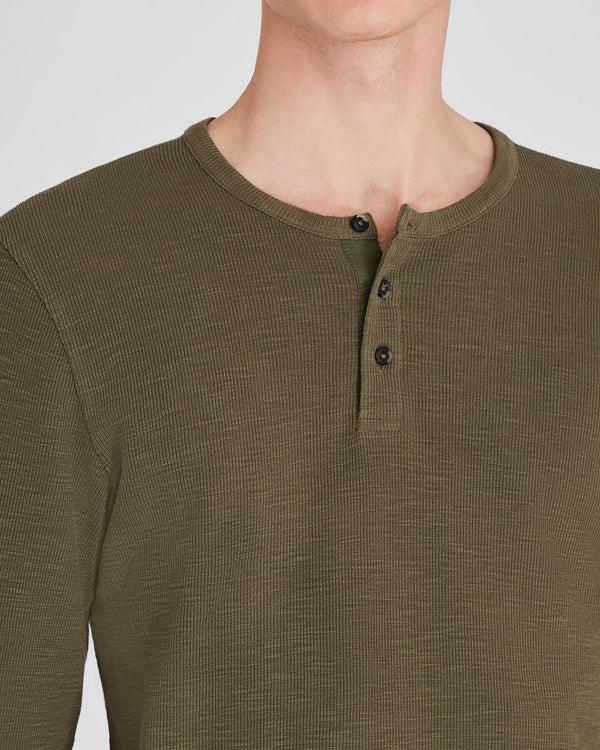 club monaco Textured Rib Long-Sleeve Henley Olive