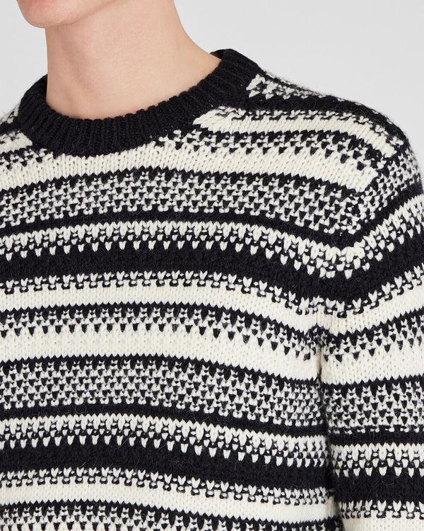 Club Monaco Textured Striped Crewneck Black Mix