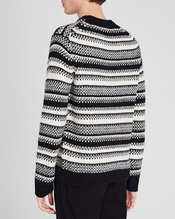 Club Monaco Textured Striped Crewneck Black Mix