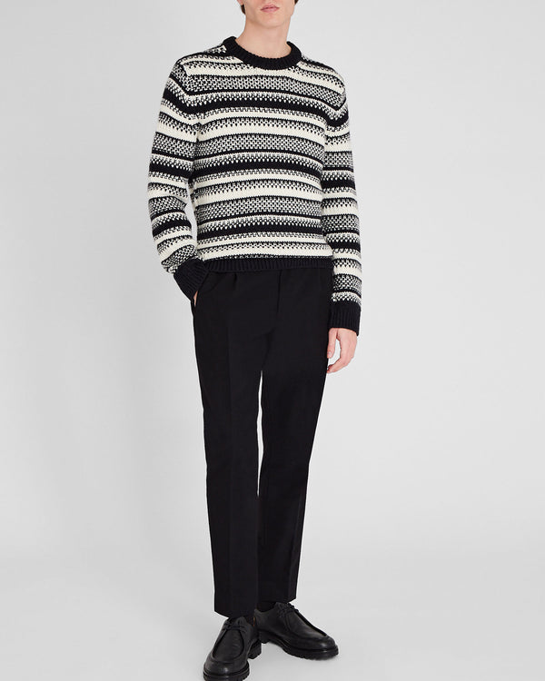 Club Monaco Textured Striped Crewneck Black Mix